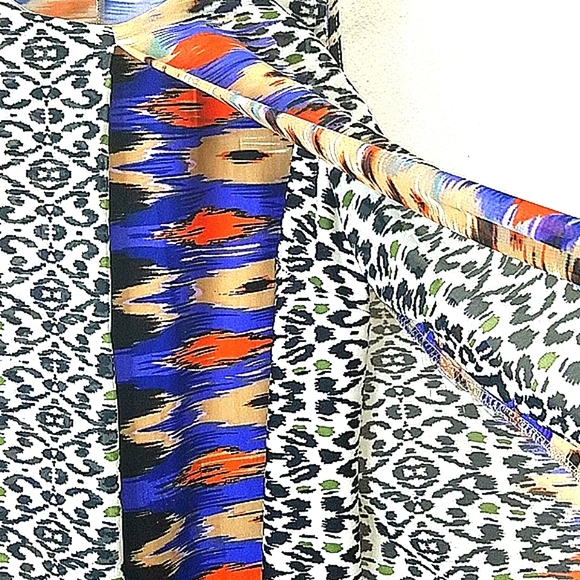 Sun Dress Sheath chiffon tribal geometric print overlay midi stretch sleeveless - Picture 11 of 11